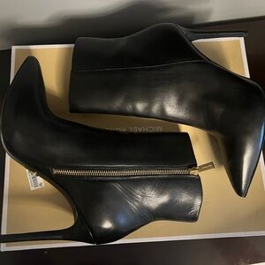 MICHAEL Michael Kors Black Leona Boots with Gold Zipper